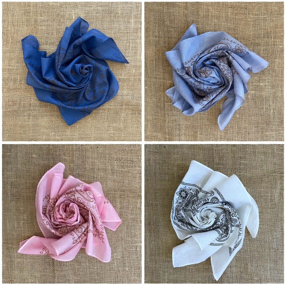 Bandana Bandanas ⭐️NWT Set of 4 “Blue Jean Baby” Hand Dyed, Sun Bleached SCARF - Picture 2 of 14